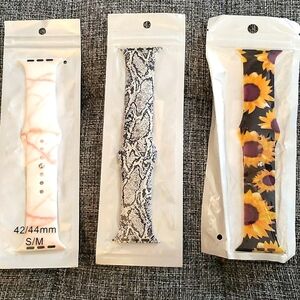 Laffav Set of 3 Apple Watch Straps Size 42/44MM S/M Marble, Sunflower & Snake